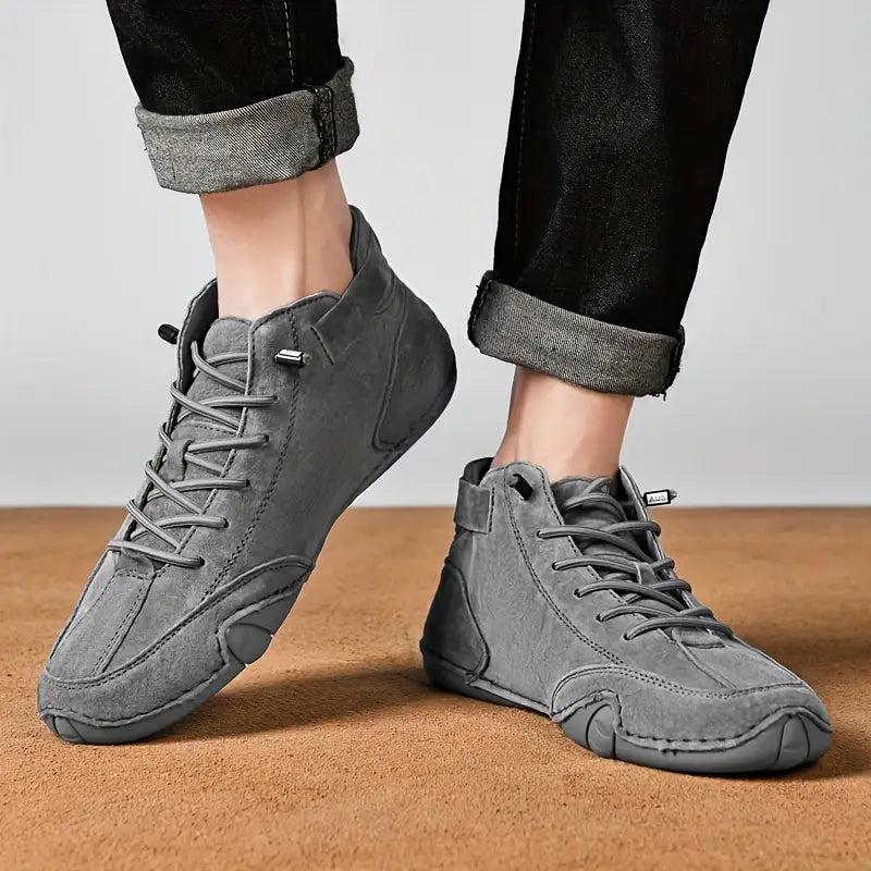 Men's Waterproof High-Top Shoes | Weather Resistant Street Style Boots with Elastic Closure and Durable Rubber Sole