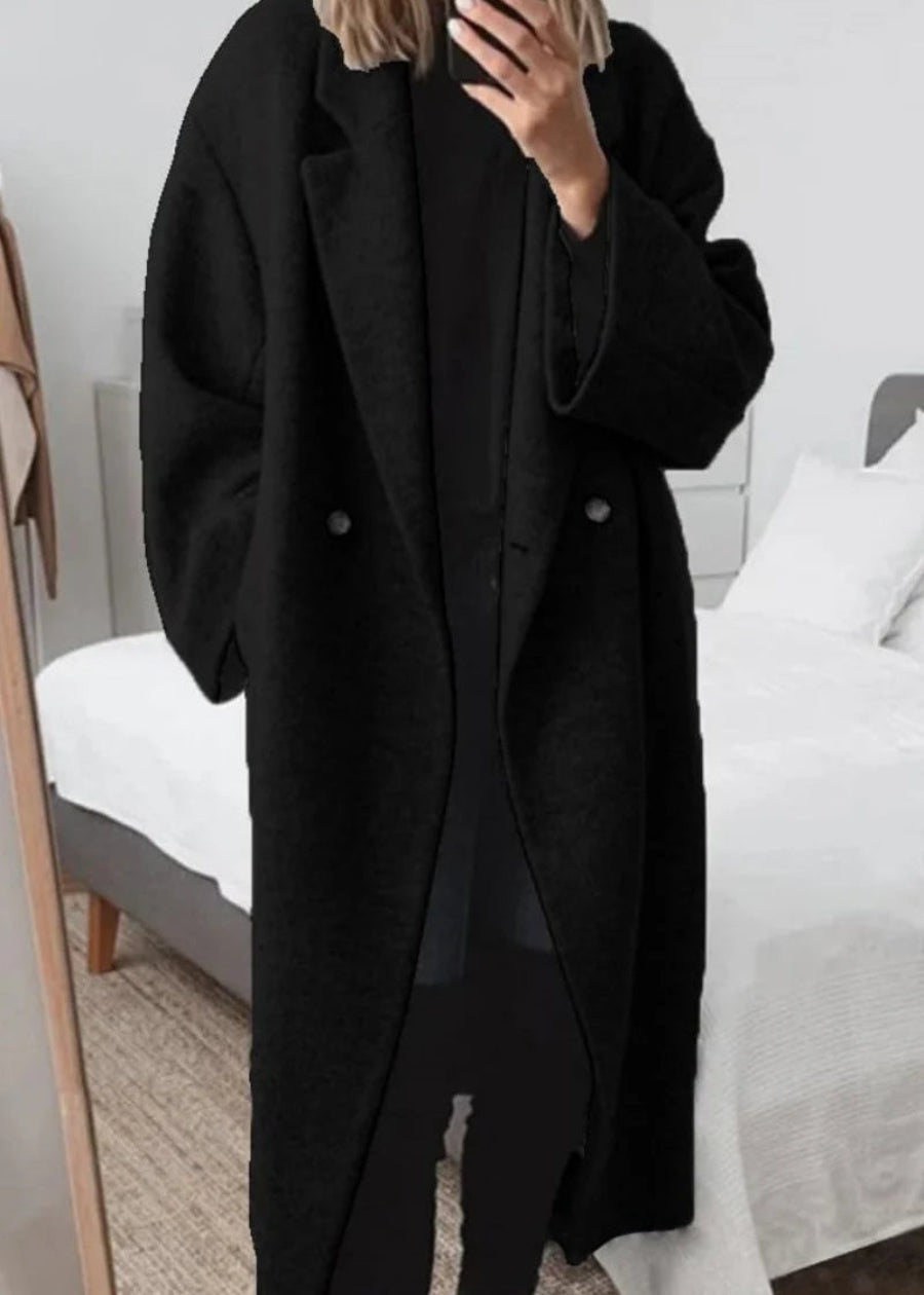 Γυναικείο μακρύ παλτό oversized από μείγμα μαλλιού