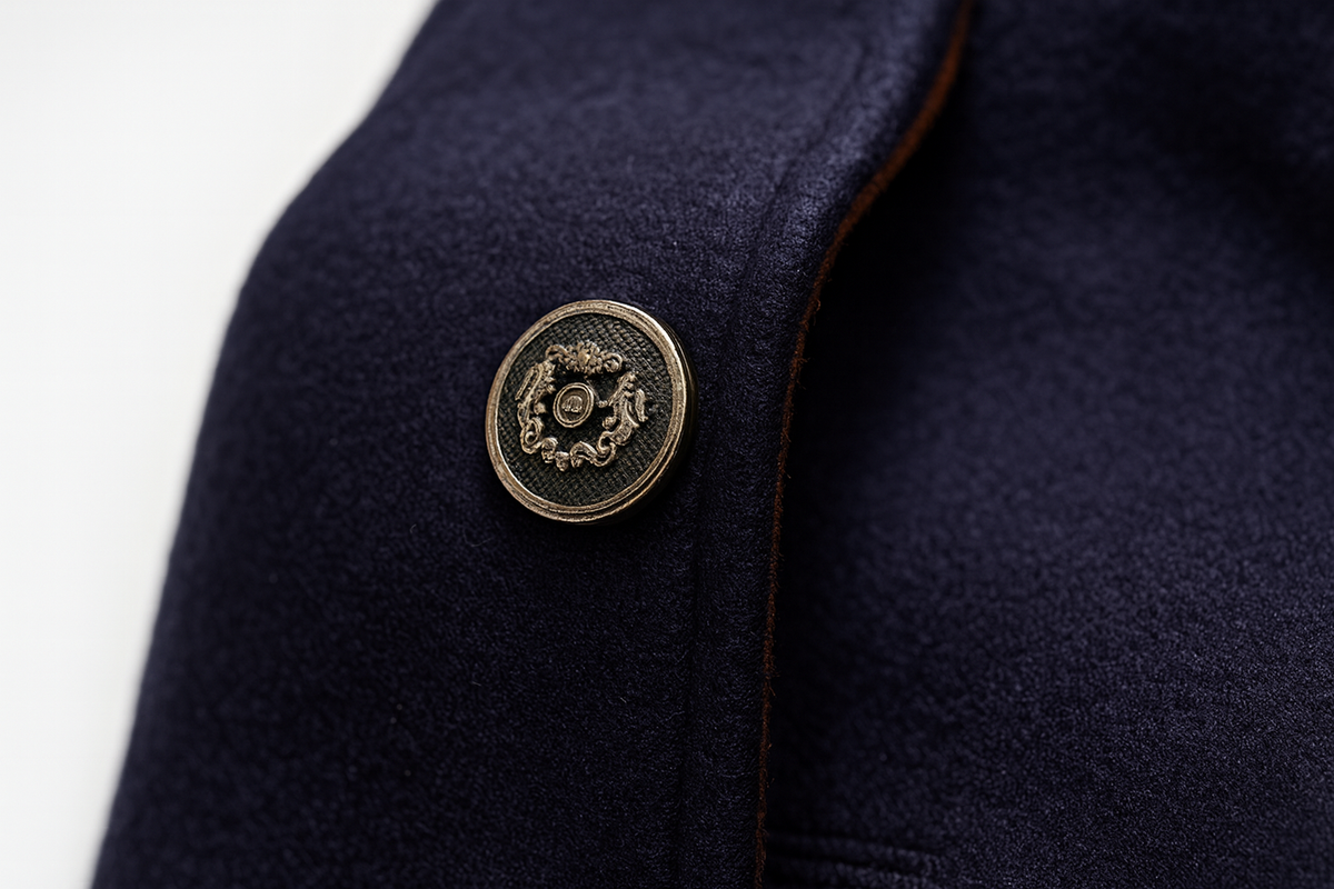 Pánský kabát ze směsi vlny – zimní kabát na míru se stojatým límcem a z materiálu odolného proti zmačkání – jednoradový střih