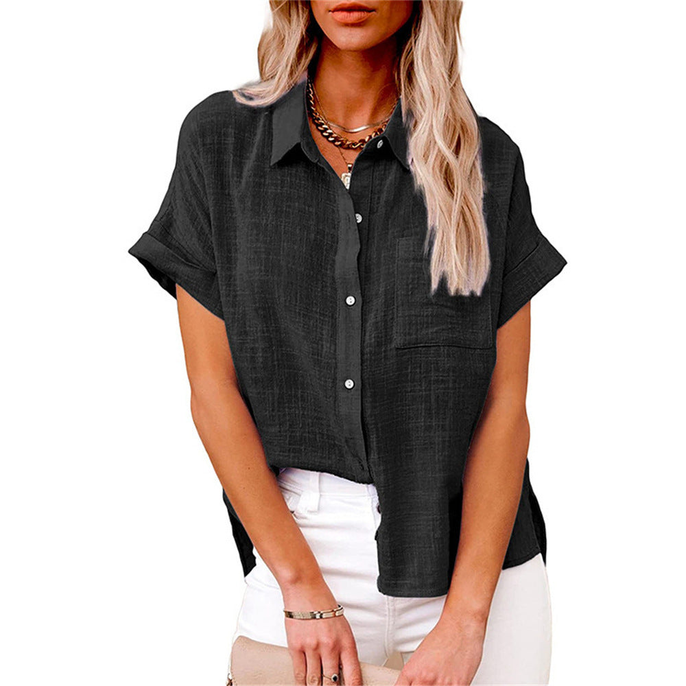 Women’s Breathable Cotton Linen Button-Up Blouse