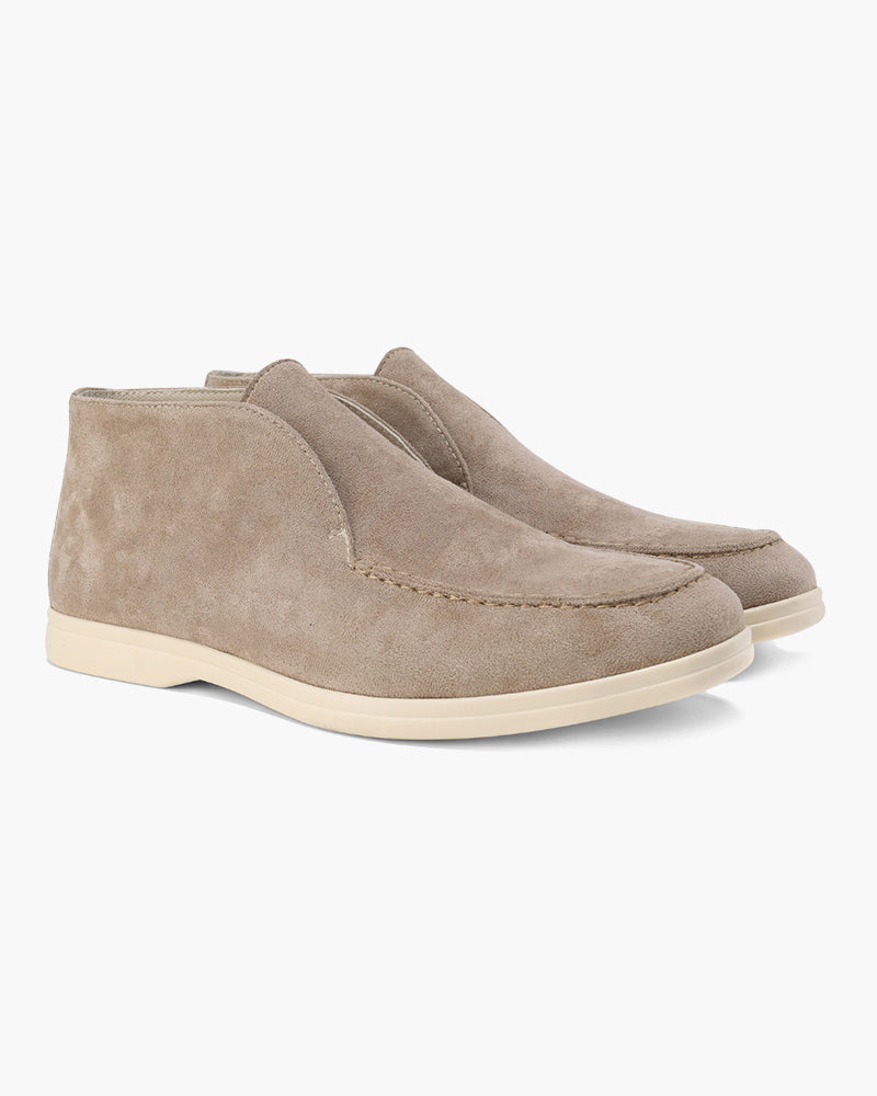 Mocasines de ante de caña media para hombre | Zapatos informales sin cordones con suela de goma flexible | Calzado para el día a día, a la altura del tobillo y transpirable