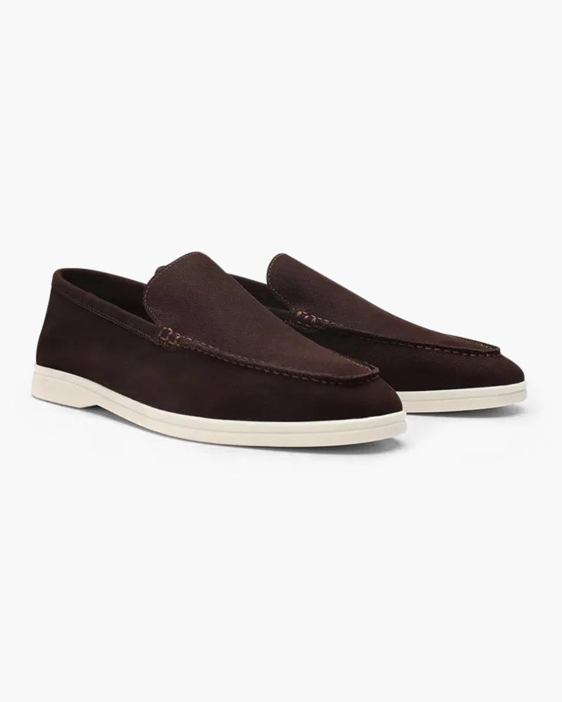 Mocassins en cuir véritable pour homme | Chaussures sans lacets légères en cuir de vachette | Chaussures de ville décontractées et confortables, dotées d'une semelle souple en caoutchouc
