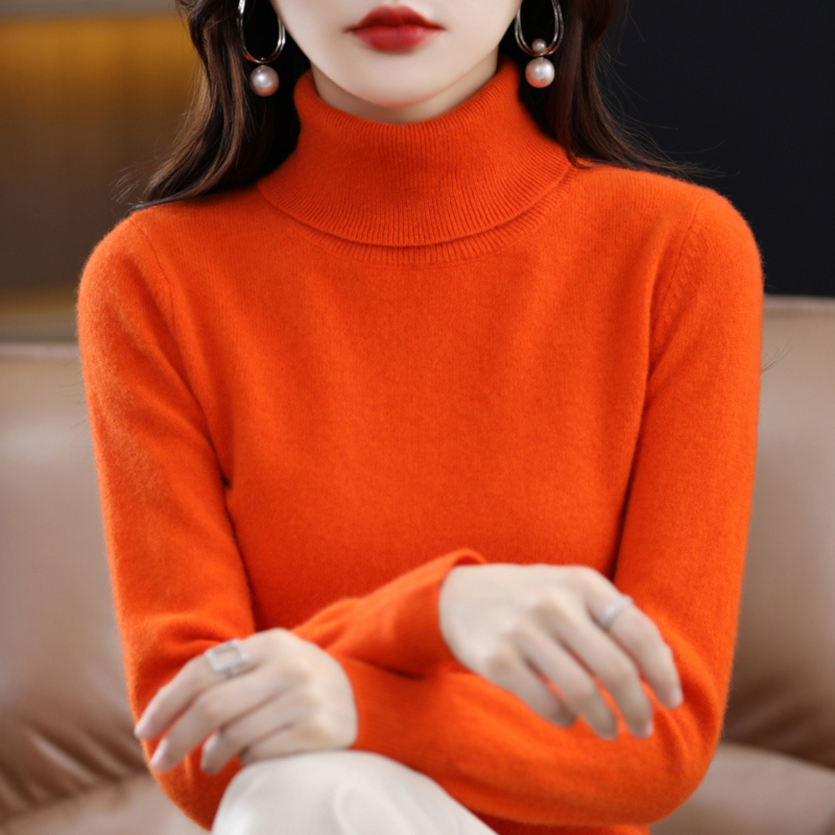 Luxe cashmere women's turtleneck sweater - Elena