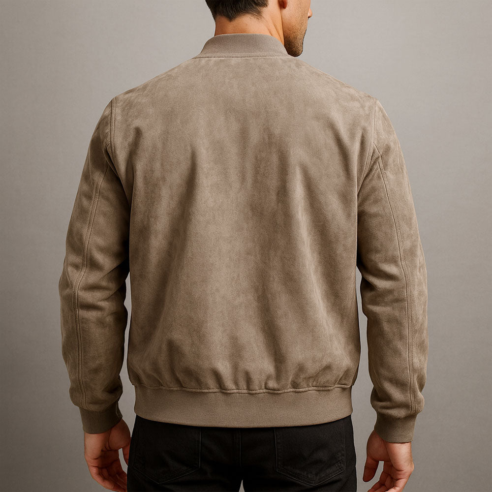 Men's Genuine Suede Leather Jacket - Lightweight Casual Coat with Structured Fit and Classic Collar for Everyday Wear