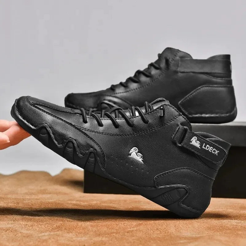Men's Waterproof High-Top Shoes | Weather Resistant Street Style Boots with Elastic Closure and Durable Rubber Sole