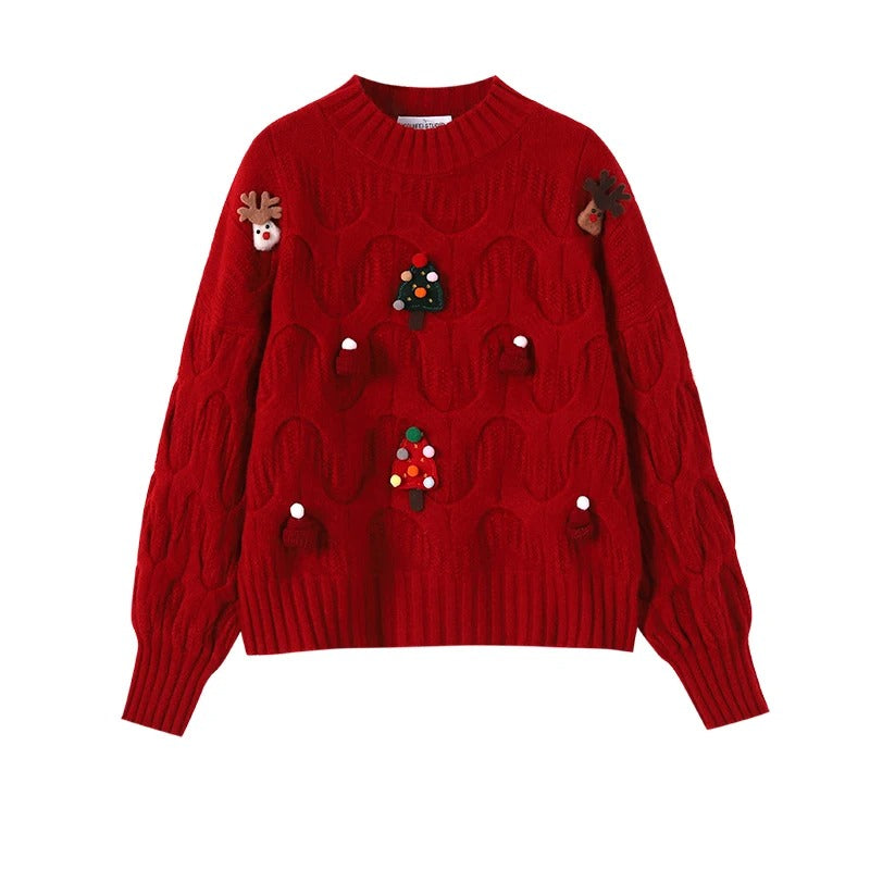 Jersey de punto de mujer con cuello en V y lazo grande – Elegante jersey con mangas de murciélago