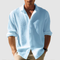 Daniel Men's Summer Shirt - Blue Striped Linen Blend Cotton & Cut Shirt