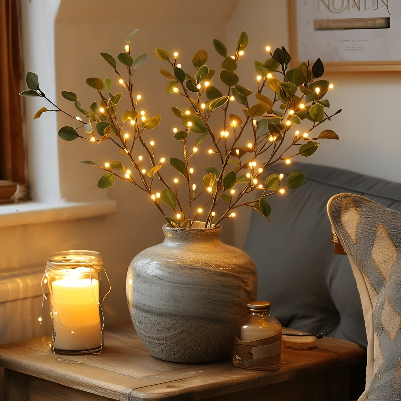 EverLeaf LED dekorativ kvistlampe - Elegant naturligt design til dekoration i hjemmet og på kontoret