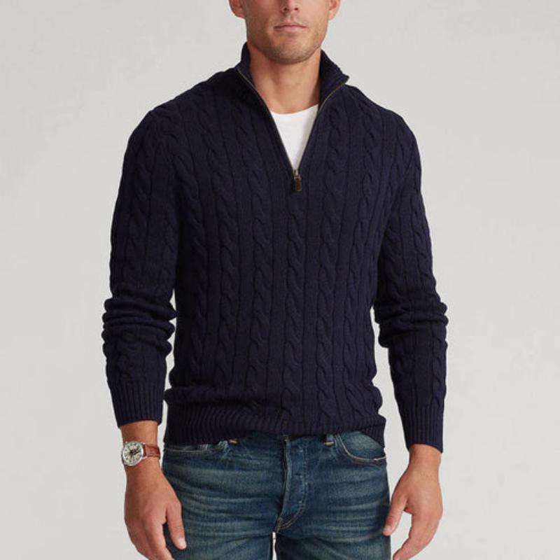 Quarter Zip Cable Knit Sweater for Men - Image 3