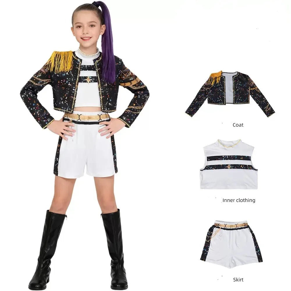 Conjunto de disfraz de cosplay de Zoey para niñas – Disfraz de Halloween de la serie «Demon Hunters» de K-Pop para juegos de rol