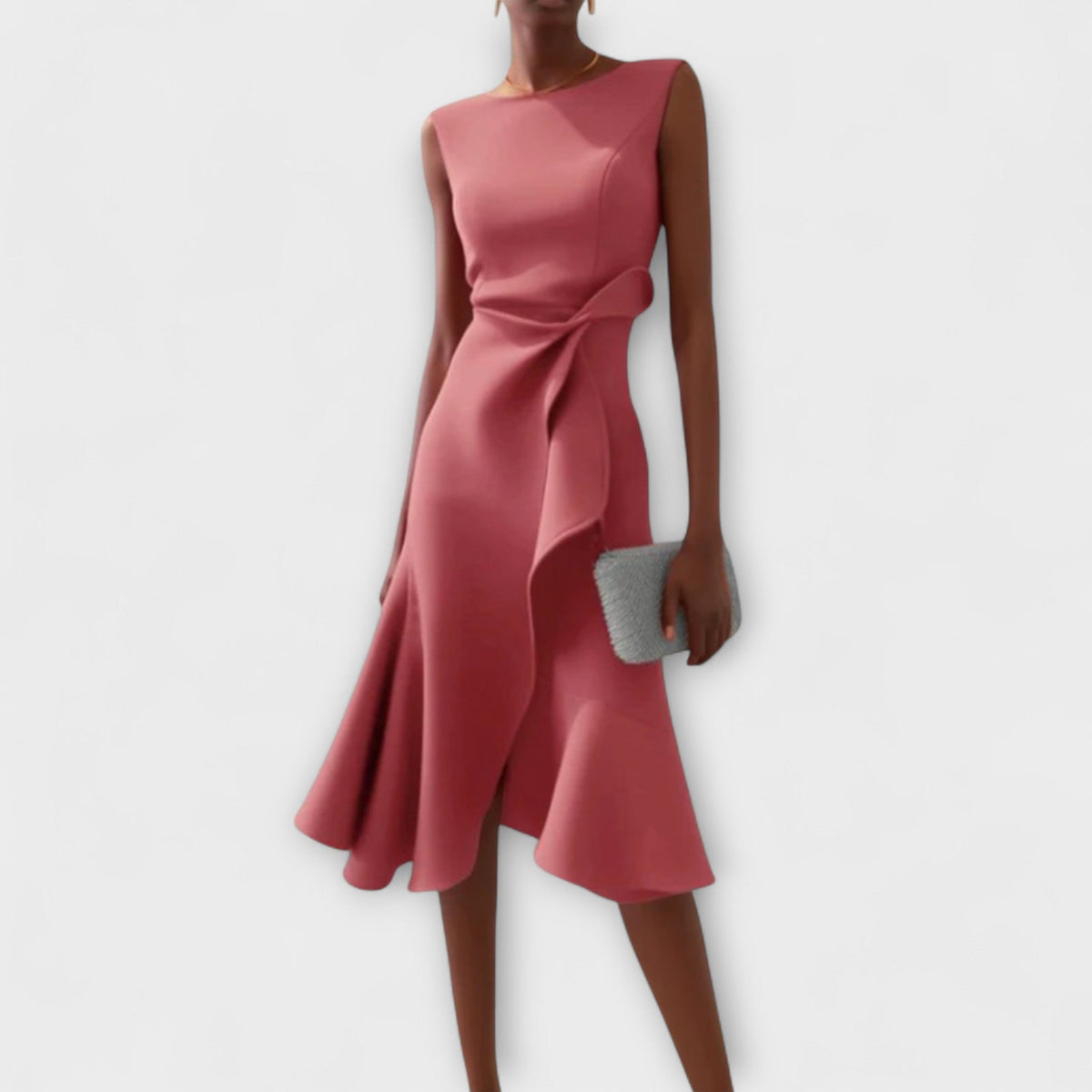 Helena - Draped Asymmetric Midi Dress