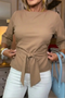 Women's Peplum Blouse | Long Sleeve Tie Waist Top with Adjustable Knot | Lightweight Casual Office Blouse for Everyday Wear