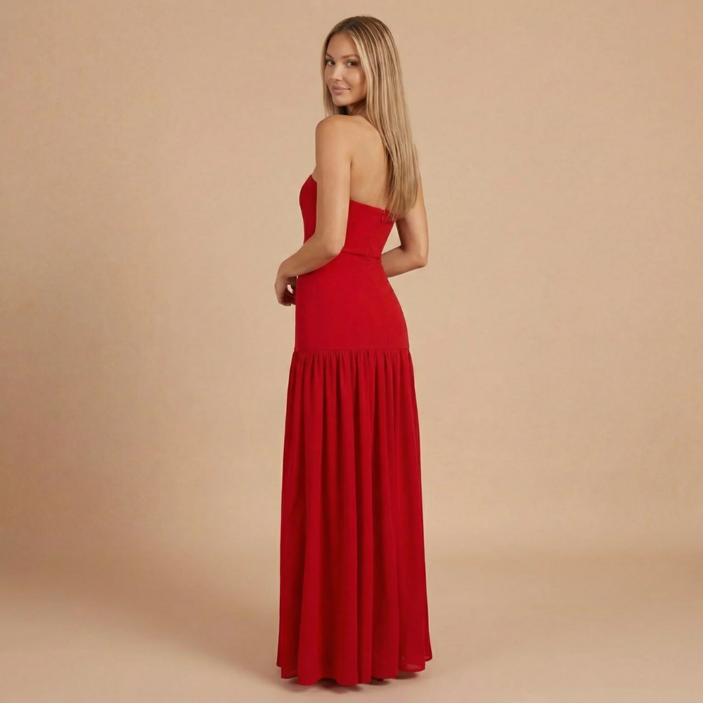 Women's Wedding Guest Strapless Maxi Dress With Split - product image 10
