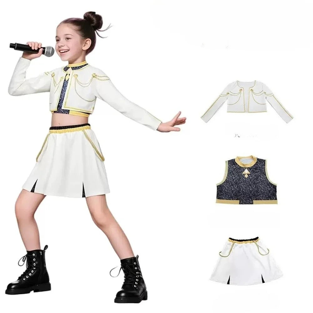 Conjunto de disfraz de cosplay de Zoey para niñas – Disfraz de Halloween de la serie «Demon Hunters» de K-Pop para juegos de rol
