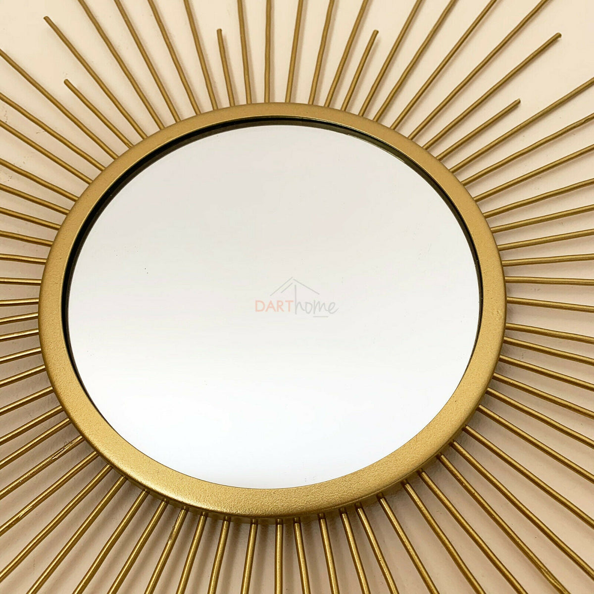 Oglindă de perete rotundă cu efect „Sunburst” | Oglindă decorativă din sârmă metalică pentru sufragerie și șemineu | Obiect decorativ de perete pentru casă