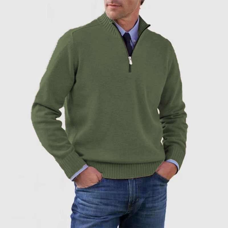 Men's sweater with half zipper