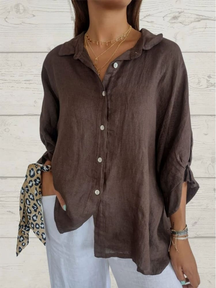 Women's shirt - Lightweight fabric - Casual cut - Button closure & classic collar