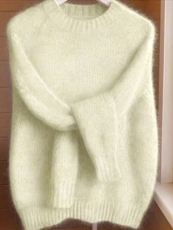 Maglione da donna in morbido misto mohair – Pullover in maglia a collo rotondo dalla vestibilità comoda