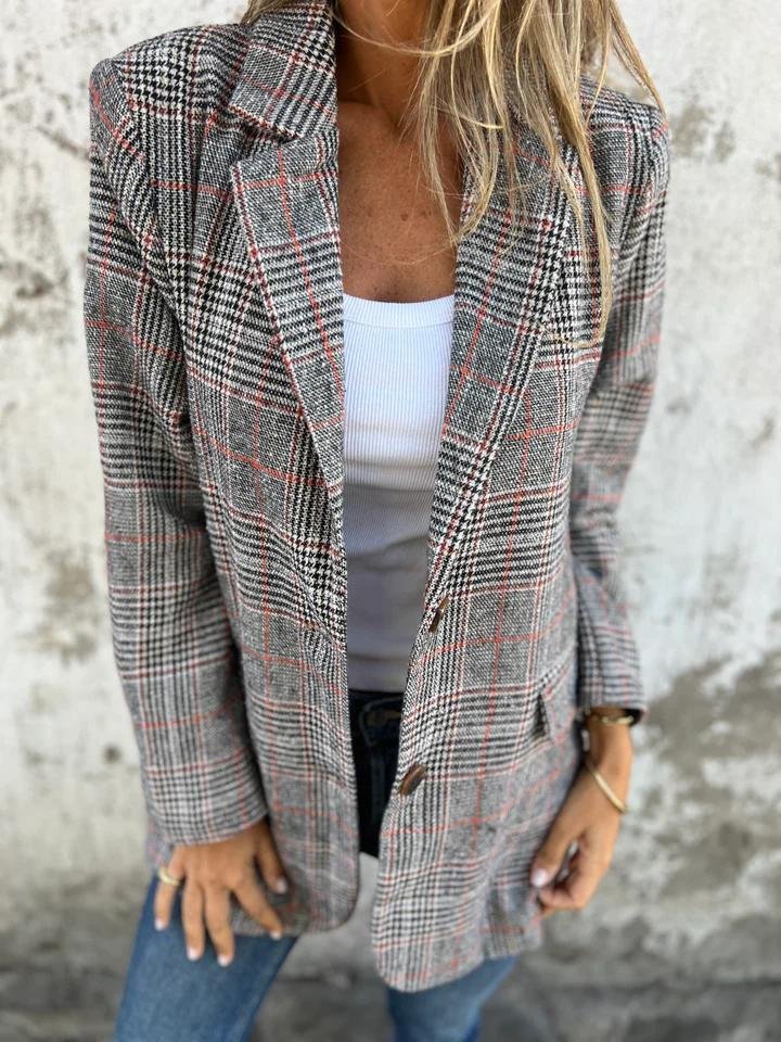 Plaid Blazer Coat for Women - Image 2