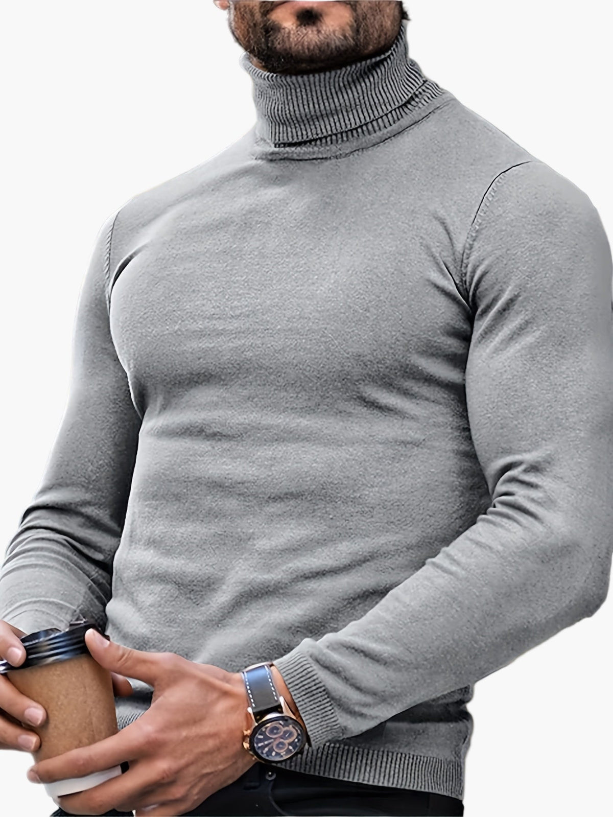Herren Rollkragenpullover Feinstrick Slim Fit elegant - Image 3