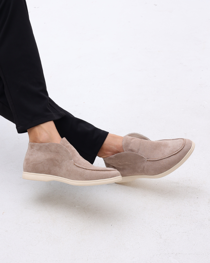 Mocasines de ante de caña media para hombre | Zapatos informales sin cordones con suela de goma flexible | Calzado para el día a día, a la altura del tobillo y transpirable