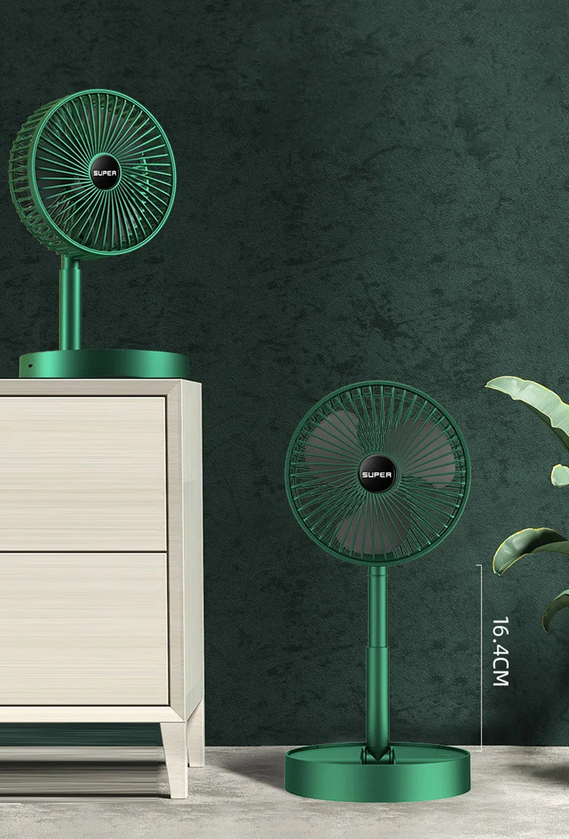 Foldable USB Desk Fan | Portable Rechargeable Table Fan with 5 Speeds and Quiet Airflow | Telescopic Personal Cooling Fan