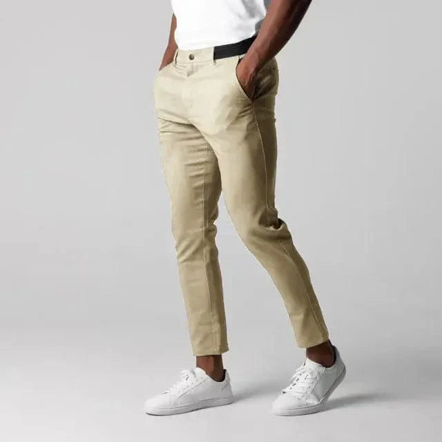 Pánské strečové zúžené chino kalhoty – prodyšné kalhoty se slim fit střihem do práce i na cesty – pohodlné kalhoty na každodenní nošení na jaro a podzim