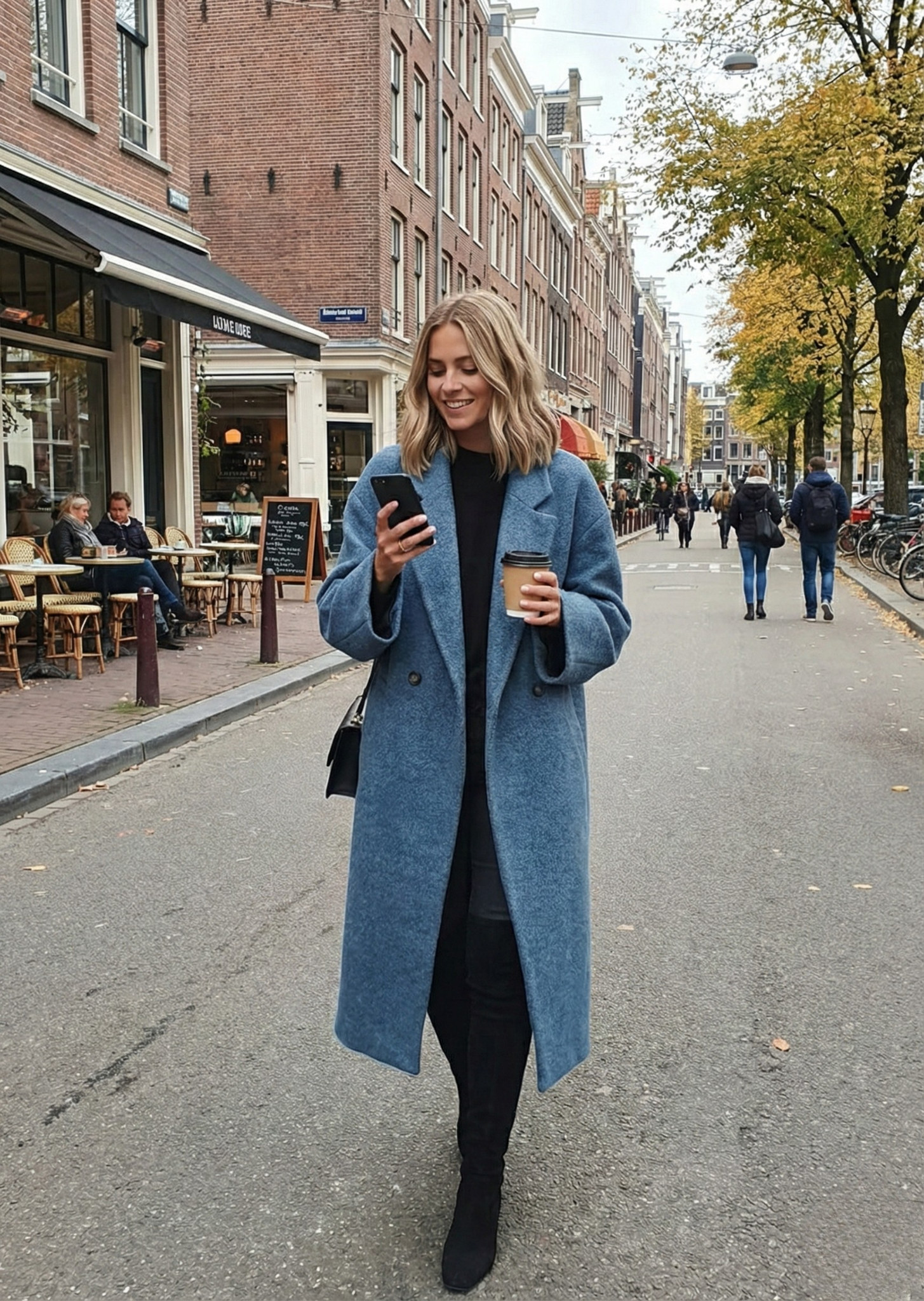 Γυναικείο μακρύ παλτό oversized από μείγμα μαλλιού