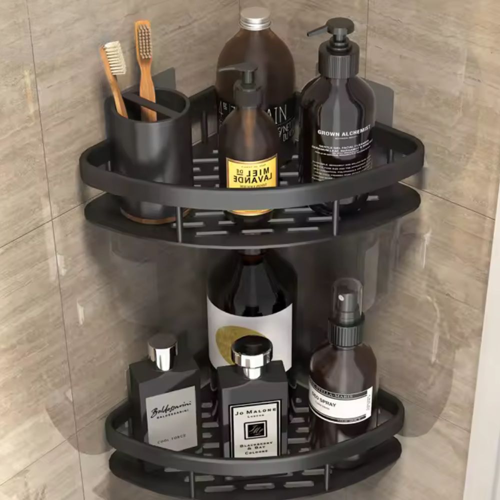 Organizador de baño resistente a la oxidación | Carrito de ducha para montar en la pared | Estante adhesivo de aluminio para la ducha, ideal para un almacenamiento y una organización modernos