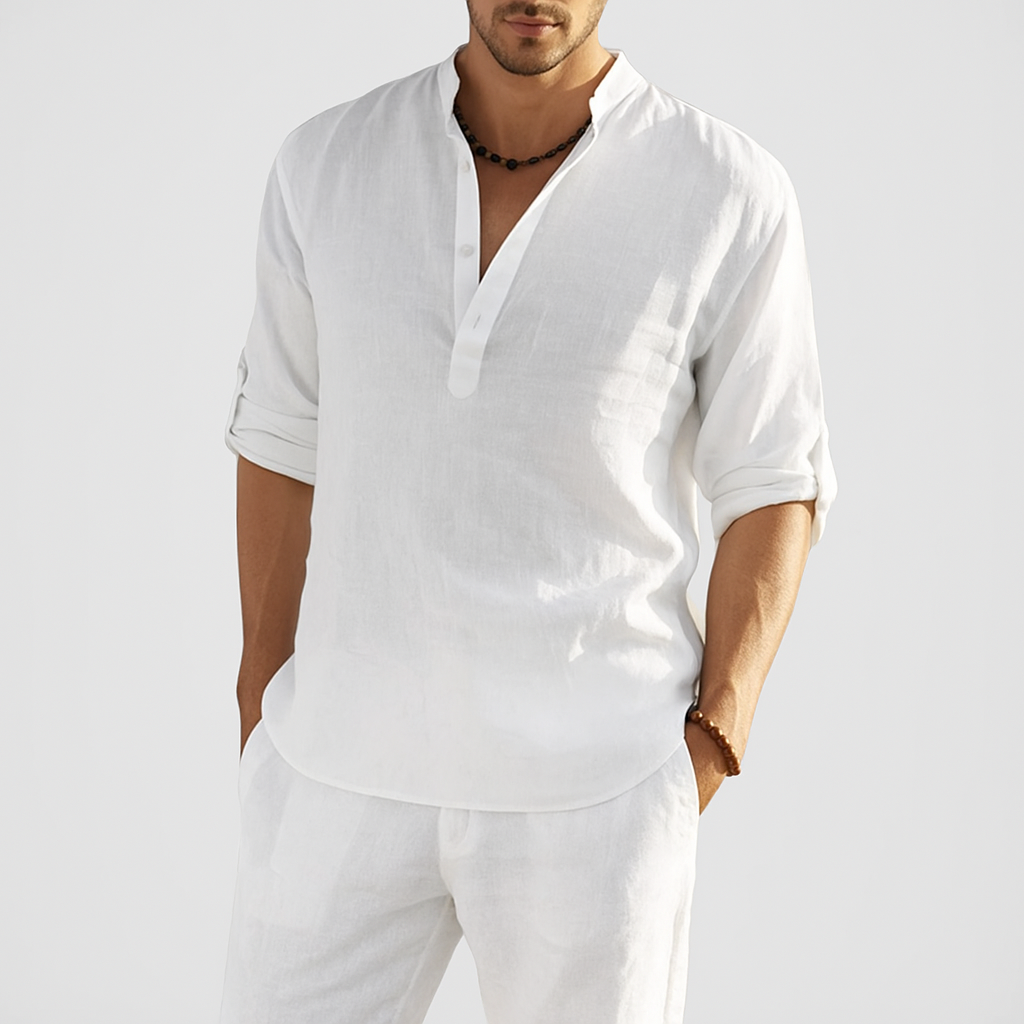 Linen shirt white with model