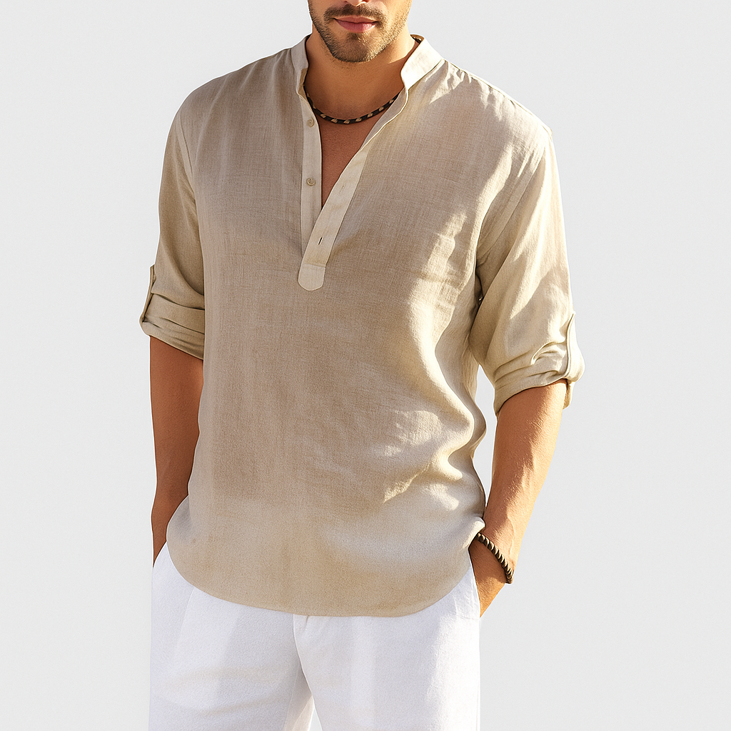 Linen shirt khaki with model
