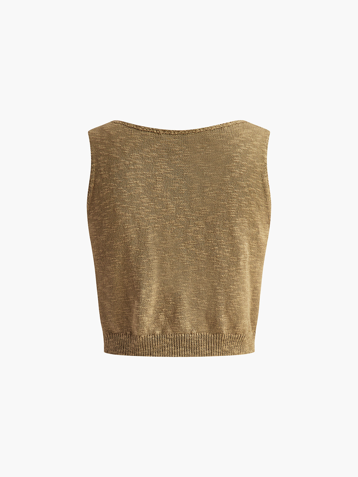 Strikket crop-top i bomuldsblanding – Ærmeløs basic-top med rund hals