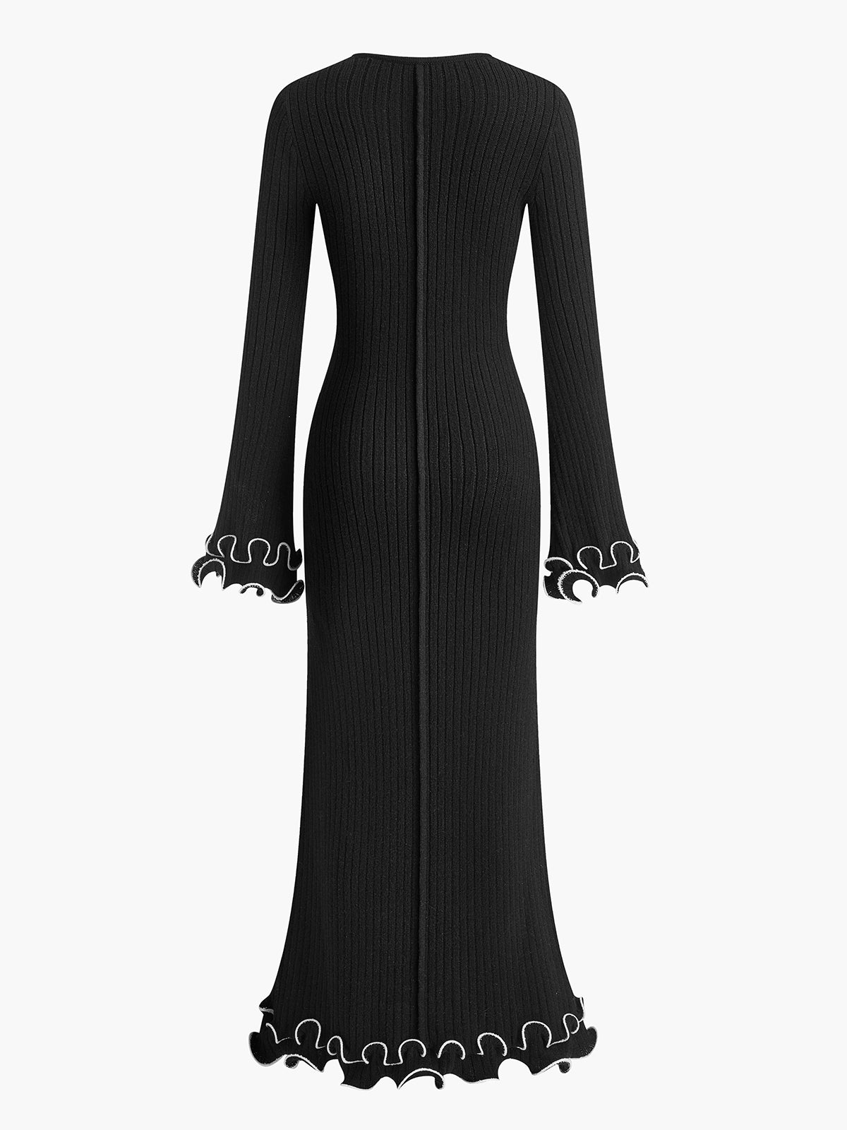 Vestido largo de punto con cordón – Vestido de mujer ajustado y muy elástico