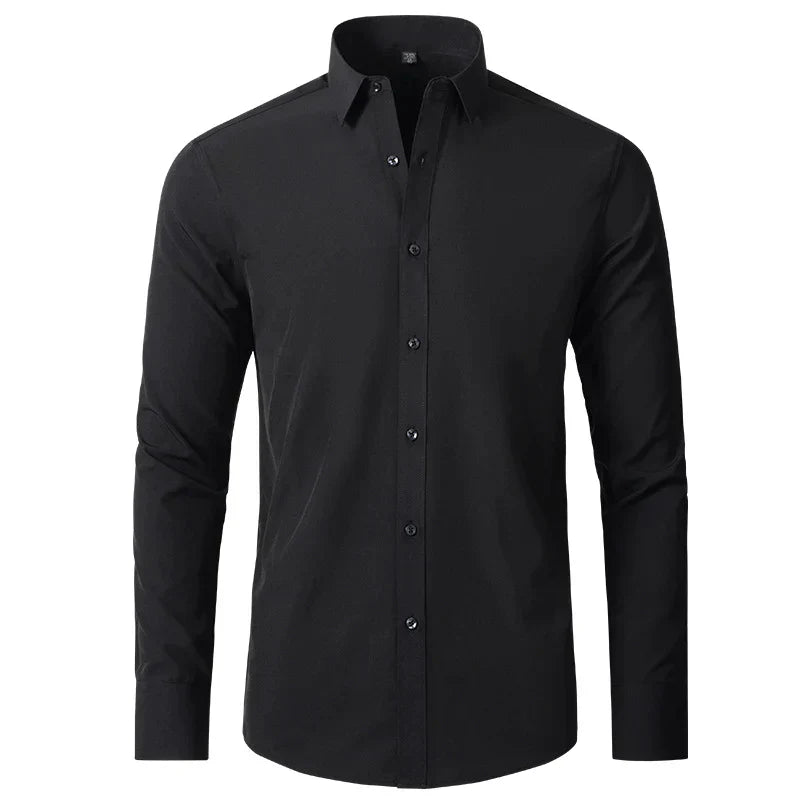 Camicia da uomo che non necessita di stiratura | Camicia comoda, traspirante e che non si sgualcisce, ideale per il lavoro e i viaggi | Camicia a maniche lunghe con colletto button-down, facile da lavare