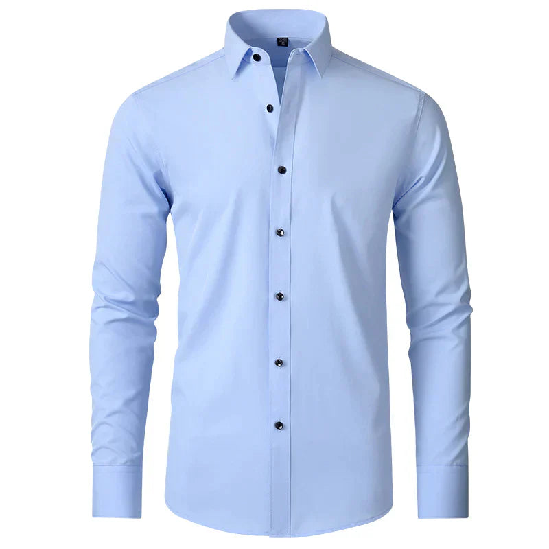 Camicia da uomo che non necessita di stiratura | Camicia comoda, traspirante e che non si sgualcisce, ideale per il lavoro e i viaggi | Camicia a maniche lunghe con colletto button-down, facile da lavare