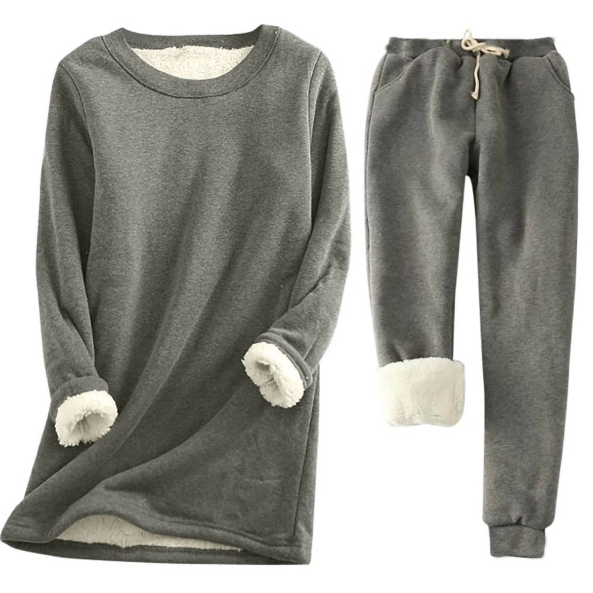 Ensemble thermique deux pièces pour femme | Ensemble d'intérieur chaud composé d'un haut à manches longues et d'un pantalon assorti | Tenue thermique d'hiver confortable