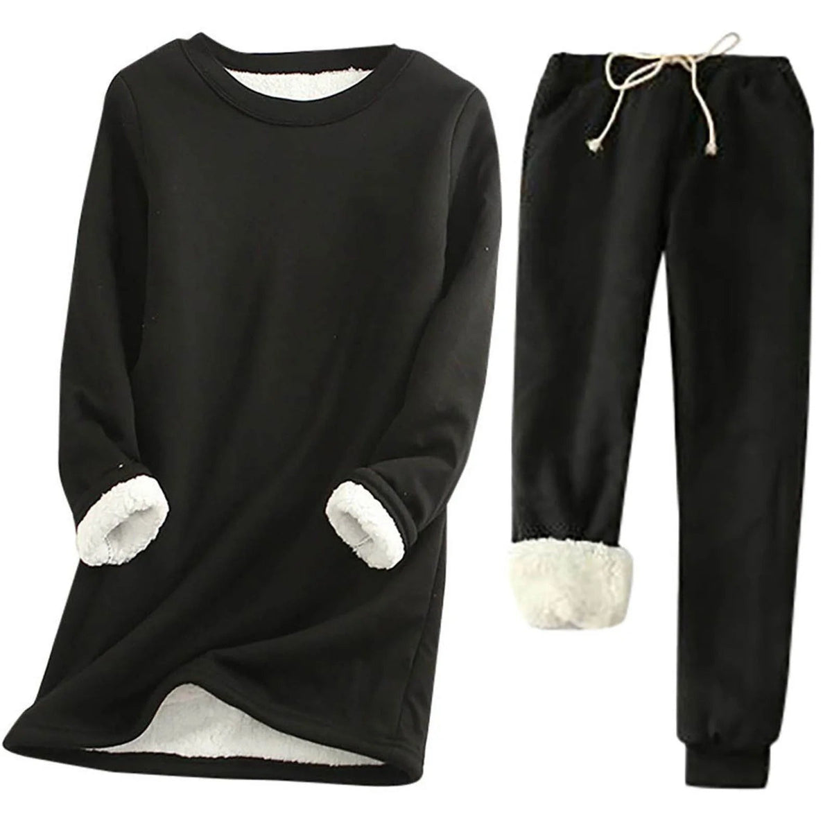Ensemble thermique deux pièces pour femme | Ensemble d'intérieur chaud composé d'un haut à manches longues et d'un pantalon assorti | Tenue thermique d'hiver confortable