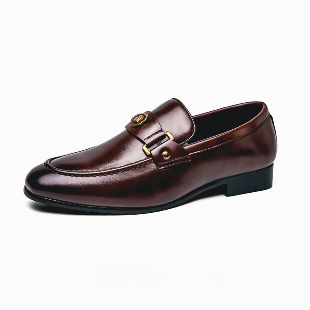 Mocassins pour homme avec détails dorés | Chaussures habillées chic et décontractées, sans lacets, dotées d'une doublure douce et d'une semelle résistante, idéales pour les tenues de cérémonie