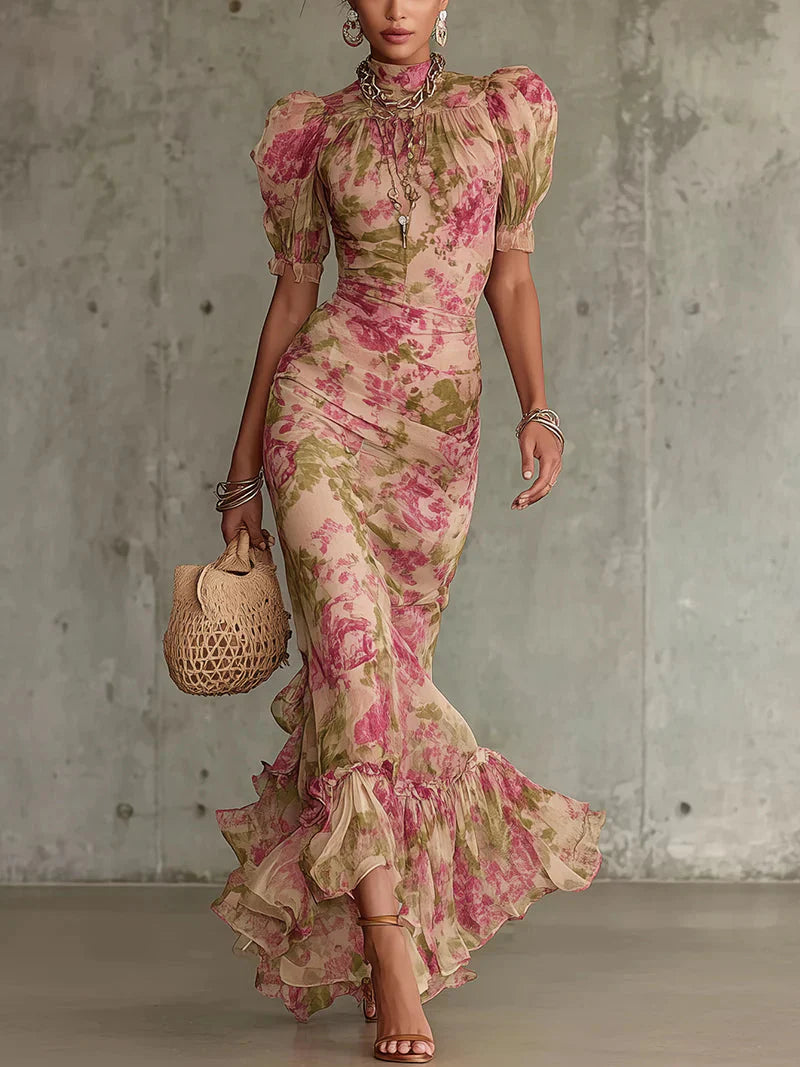 Women’s Floral Maxi Dress with Sleeves