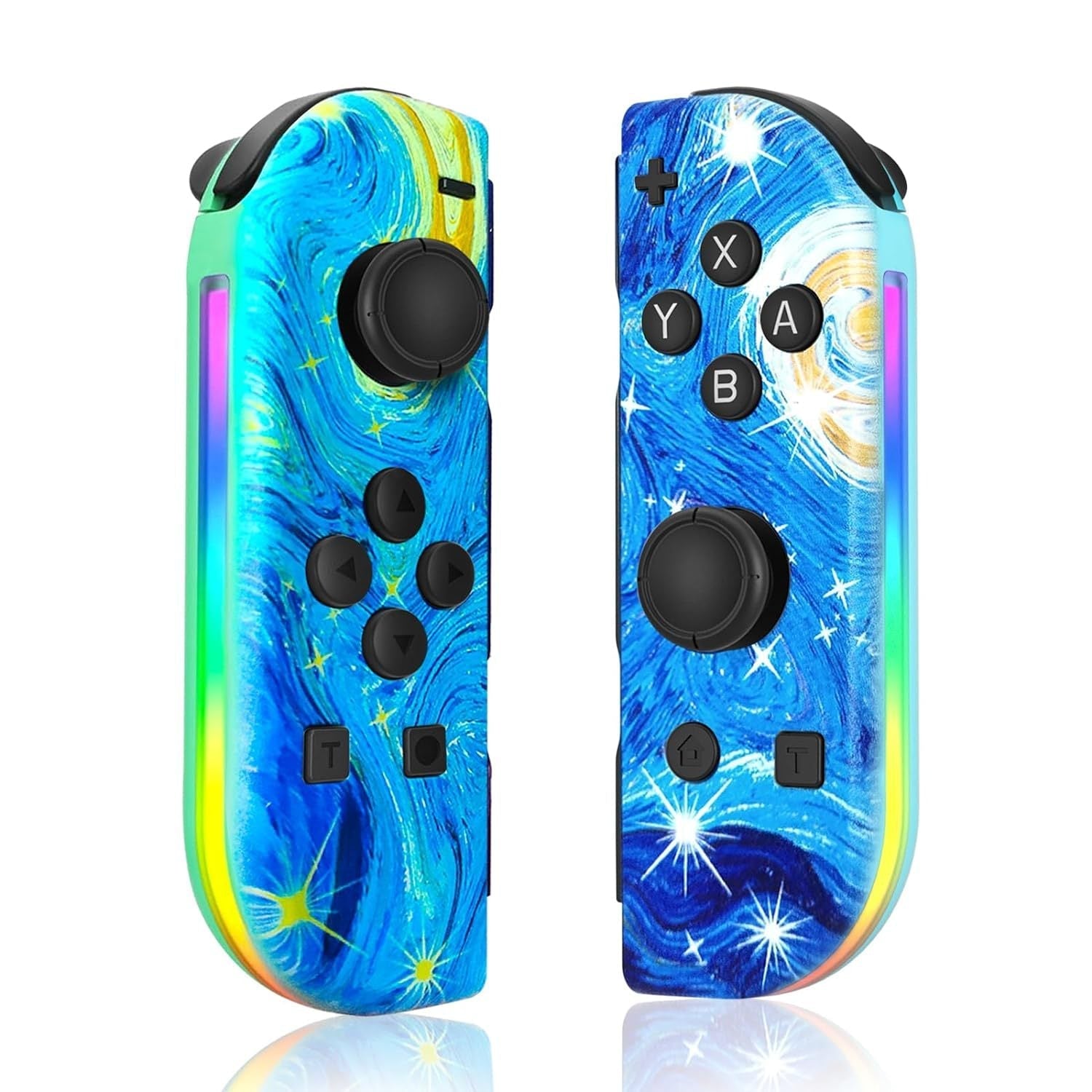 MEELANO Trådløs Bluetooth Joystick Til Nintendo Switch – LED-Håndtag I Unikke Farver Van Gogh-udgave