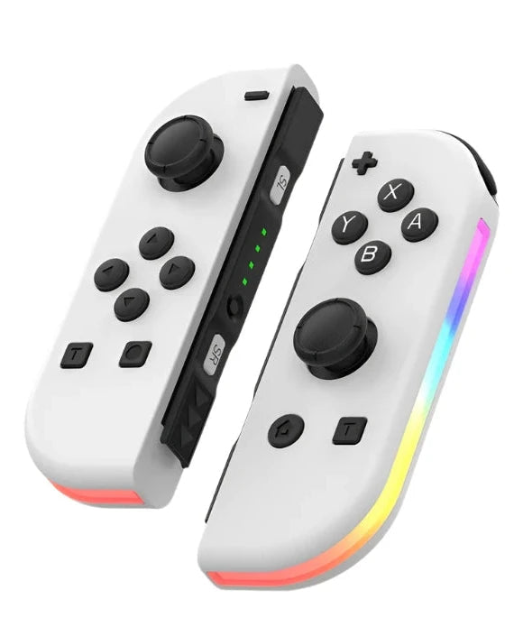 MEELANO Trådløs Bluetooth Joystick Til Nintendo Switch – LED-Håndtag I Unikke Farver Hvid