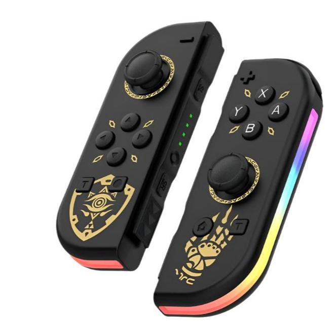 MEELANO Trådløs Bluetooth Joystick Til Nintendo Switch – LED-Håndtag I Unikke Farver Sort