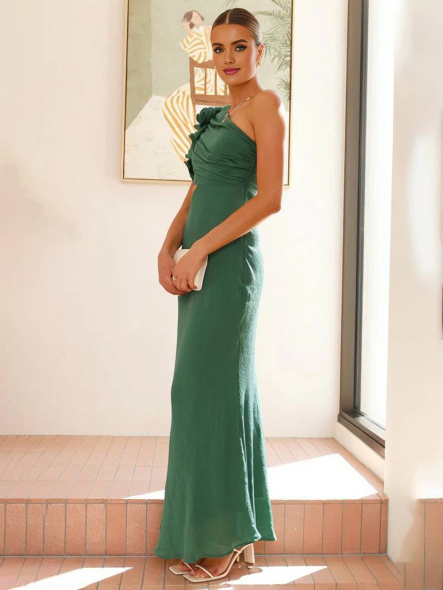 Abito da sera da donna Shamine - Abito lungo asimmetrico monospalla con ritagli eleganti e senza maniche.