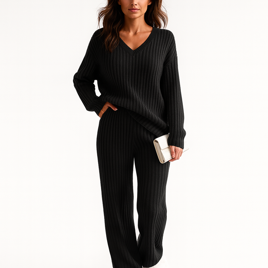V-Neck Ribbed Knit Sweater for Women - Image 3