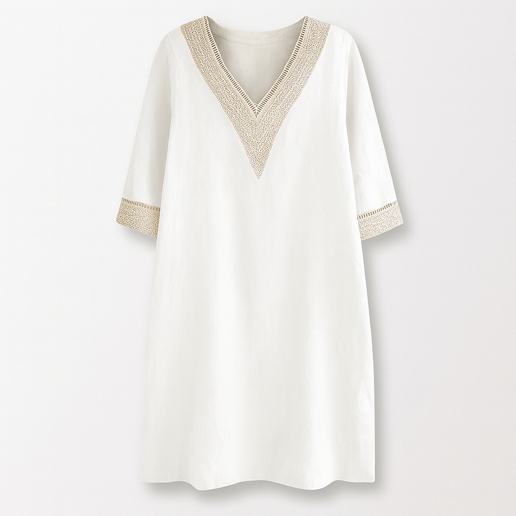  Linen-blend dress white