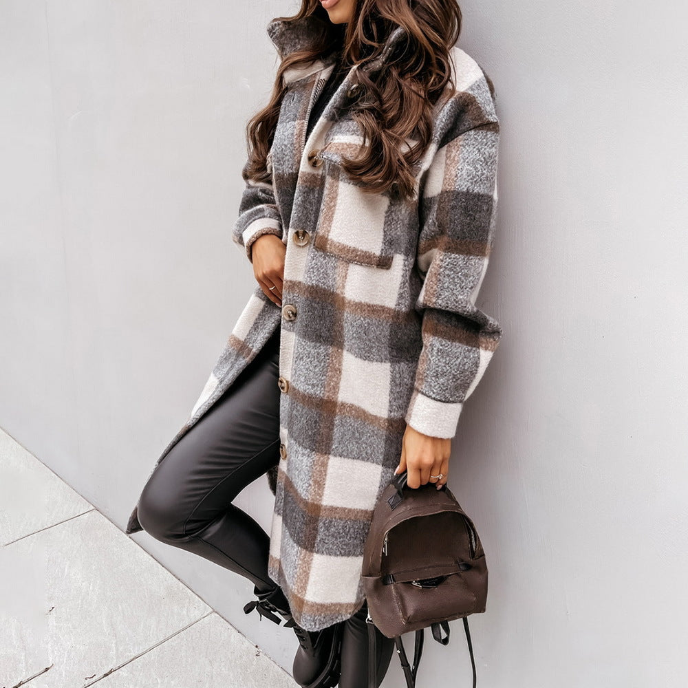 Plaid Long Shacket for Women - Image 4