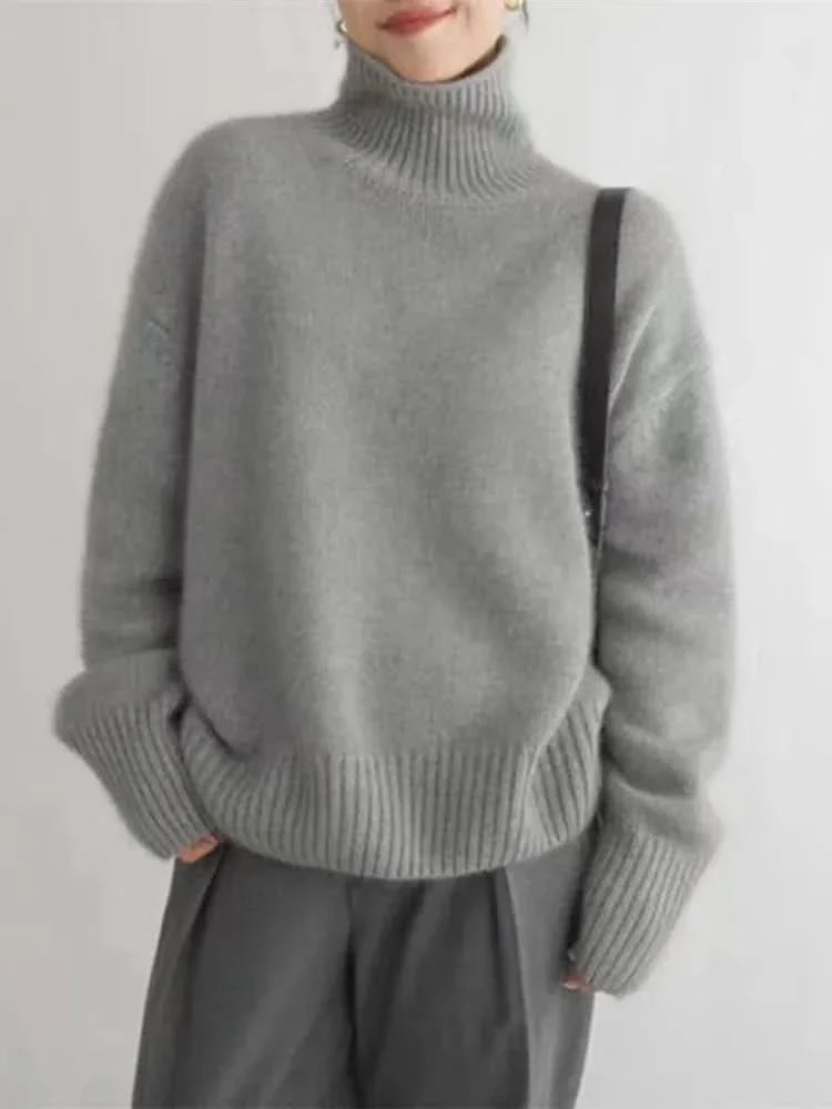 Pull à col roulé en pur cachemire pour femme | Pull en maille légère à col roulé | Haut d'hiver thermique et doux, idéal pour tous les jours