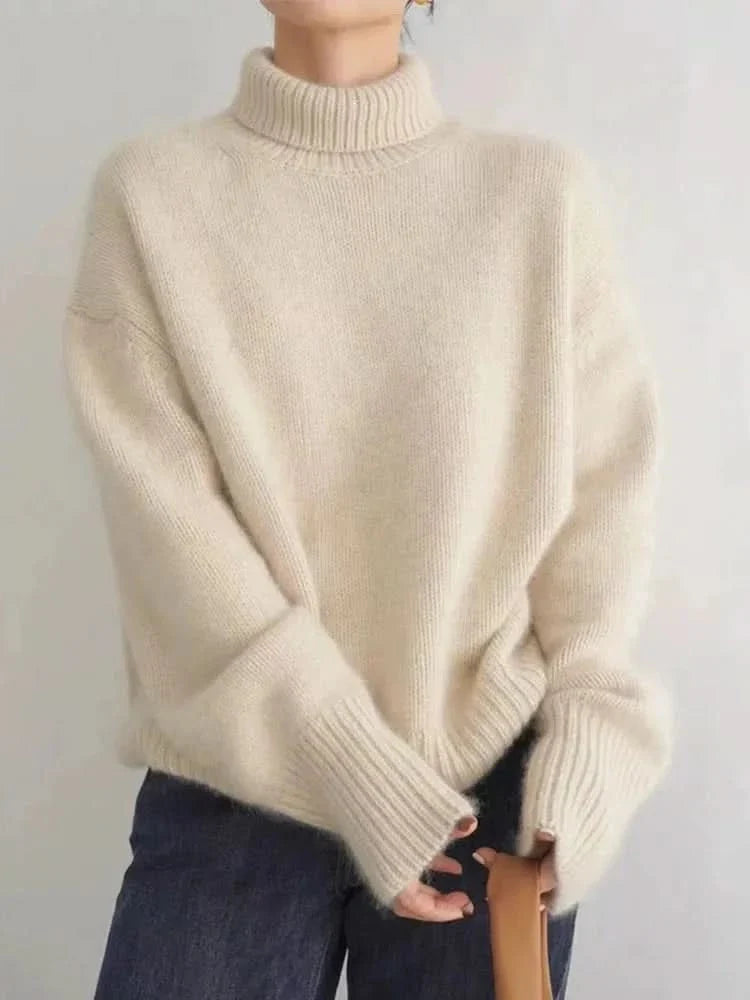 Pull à col roulé en pur cachemire pour femme | Pull en maille légère à col roulé | Haut d'hiver thermique et doux, idéal pour tous les jours