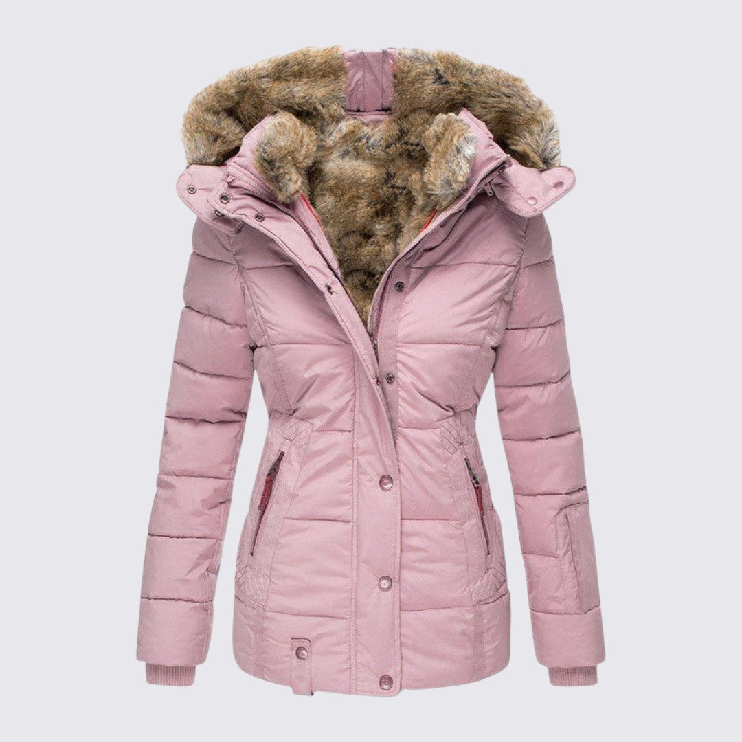 Faux Fur Trim Hooded Puffer Jacket for Women - Image 9
