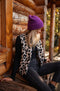 Strikket vest til kvinder med leopardprint og knaplukning